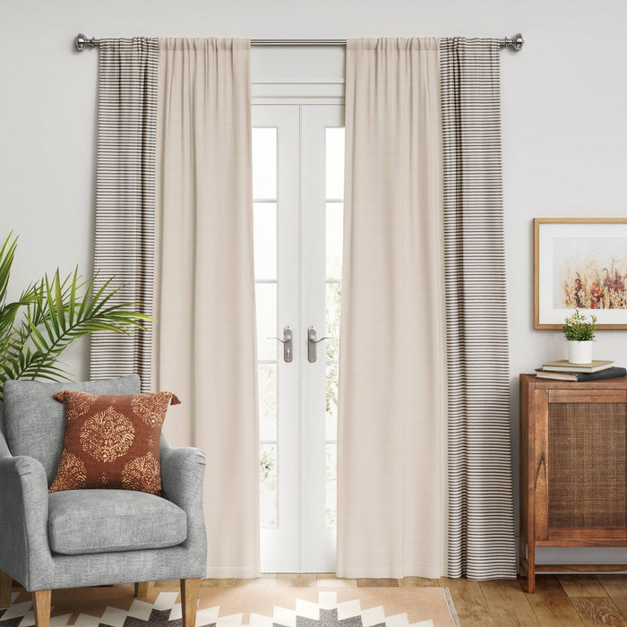 1pc 50"x84" Blackout Woven Stripe Border Window Curtain Panel Black - Threshold