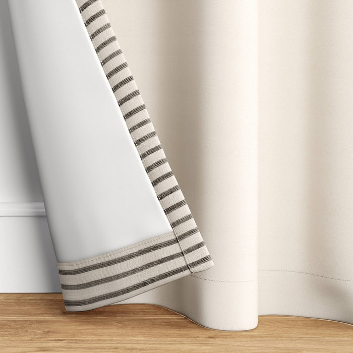1pc 50"x84" Blackout Woven Stripe Border Window Curtain Panel Black - Threshold