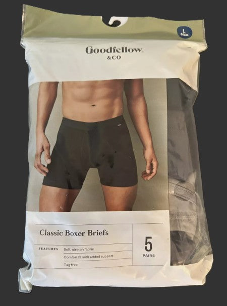 Men's Boxer Briefs 5pk - Goodfellow & Co L Black/Gray/Navy