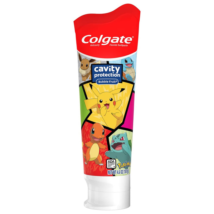 Colgate Kids Cavity Protection Toothpaste, Pokemon Kids Toothpaste With Fluoride, Helps Fight Cavities, Safe For Ages 2+, Mild Bubble Fruit Flavor, Sugar Free, Kids Fluoride Toothpaste, 4.6 Oz Tube