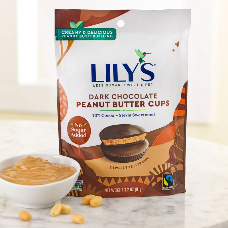 Lily's Dark Chocolate Peanut Butter No Sugar Added Cups - 3.2oz