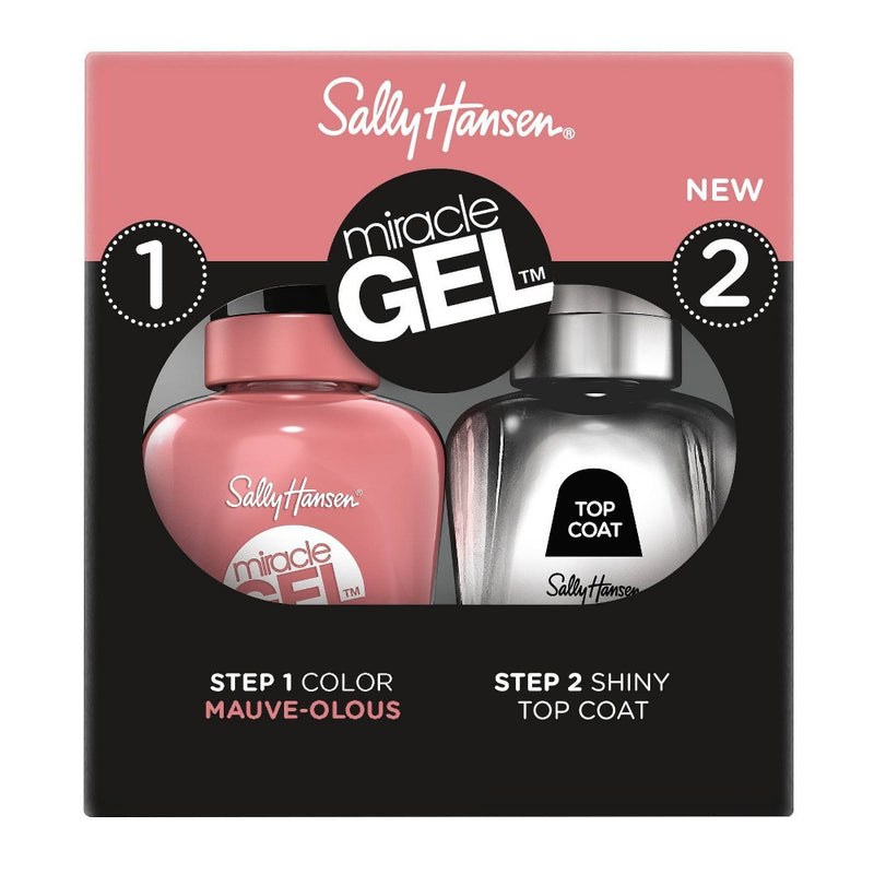 Sally Hansen Miracle Gel Nail Color Duo Pack - Mauve-olous & Shiny Top Coat - 1 fl oz
