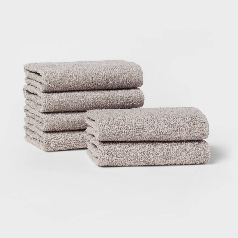 6pk Washcloth Set Light Gray - Room Essentials