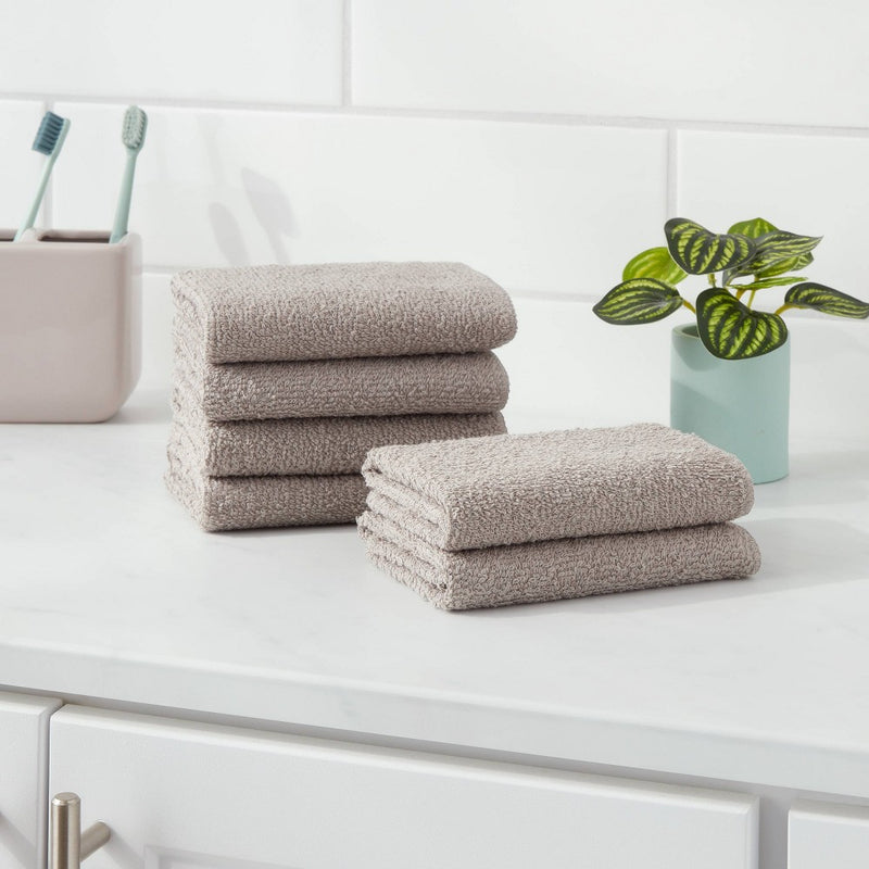 6pk Washcloth Set Light Gray - Room Essentials