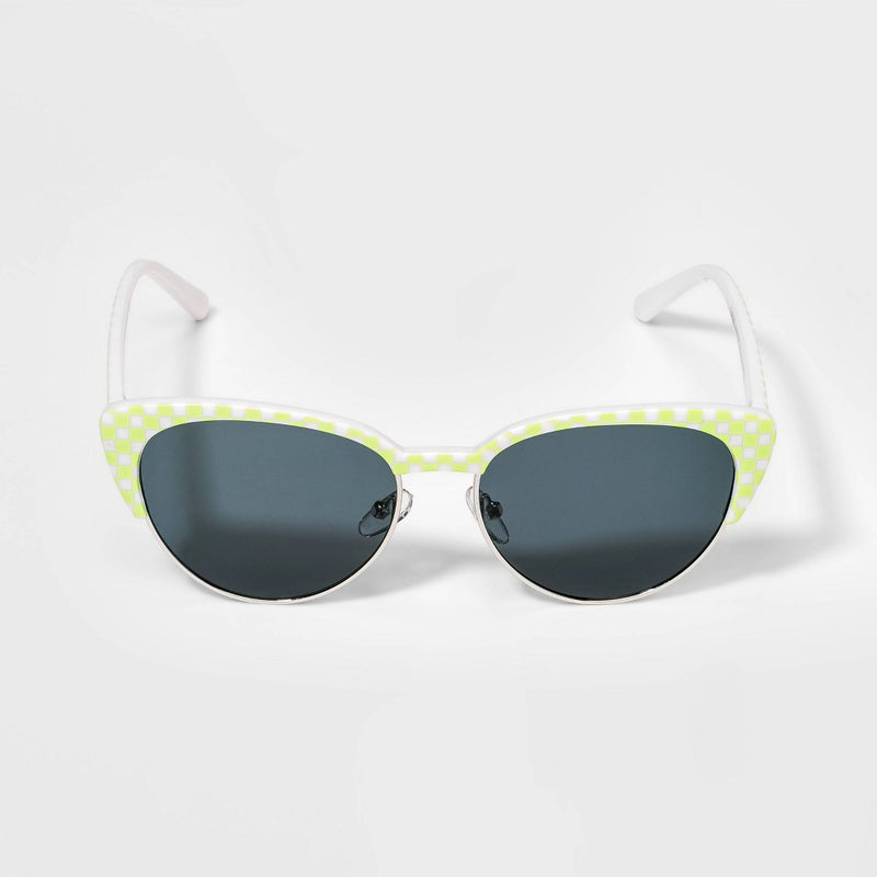 Kids' Cateye Sunglasses - art class Checkered Lime