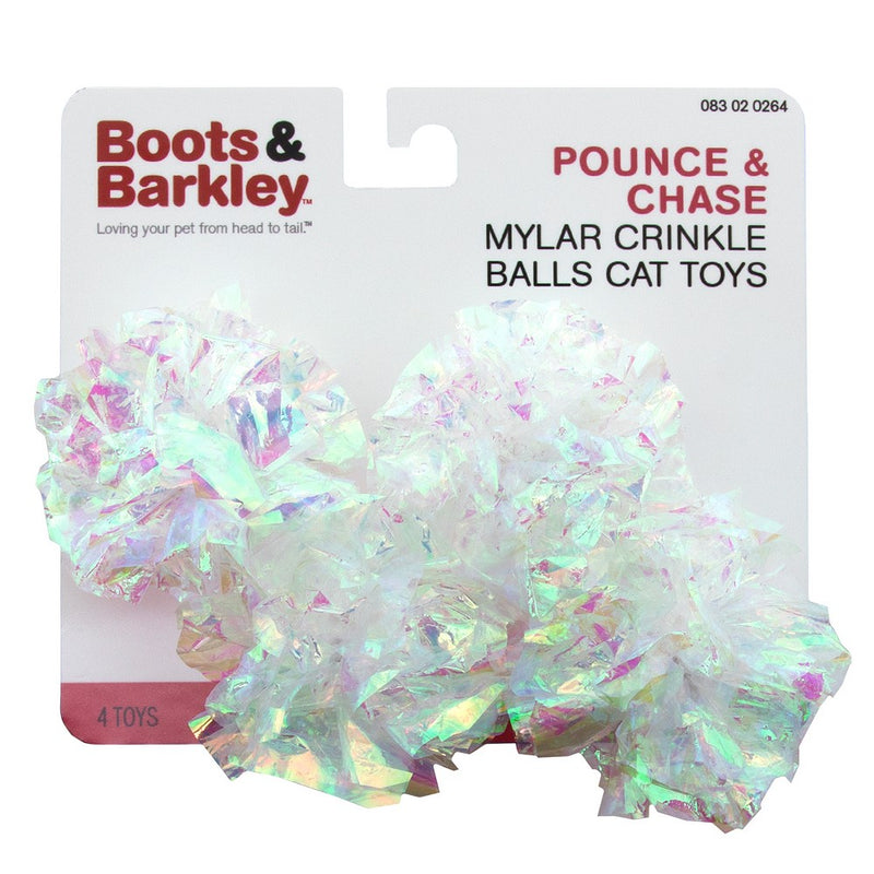 Pounce & Chase Mylar Crinkle Balls Cat Toys - 4pk - Boots & Barkley