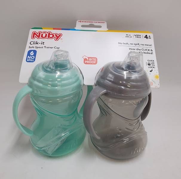 Nuby 8oz Click-It-Handle Portable Drinkware Cup - 2pk