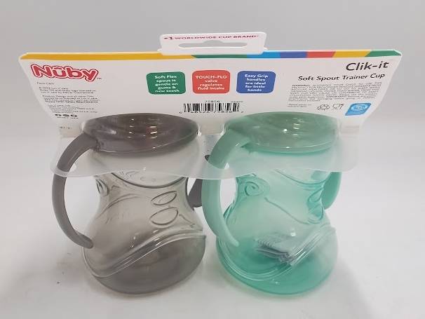 Nuby 8oz Click-It-Handle Portable Drinkware Cup - 2pk