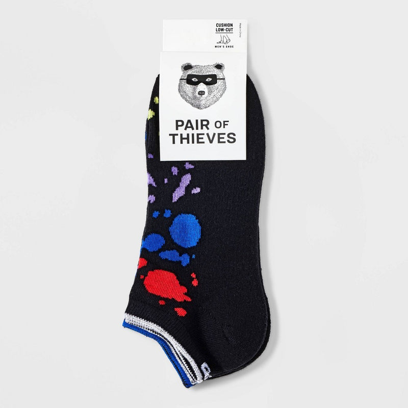 Pair of Thieves Men's Splatter Cushion Low Cut Socks 3pk - Black 6-12