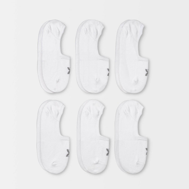 Women's Lightweight 6pk Liner Athletic Socks - All in Motion - White 4-10