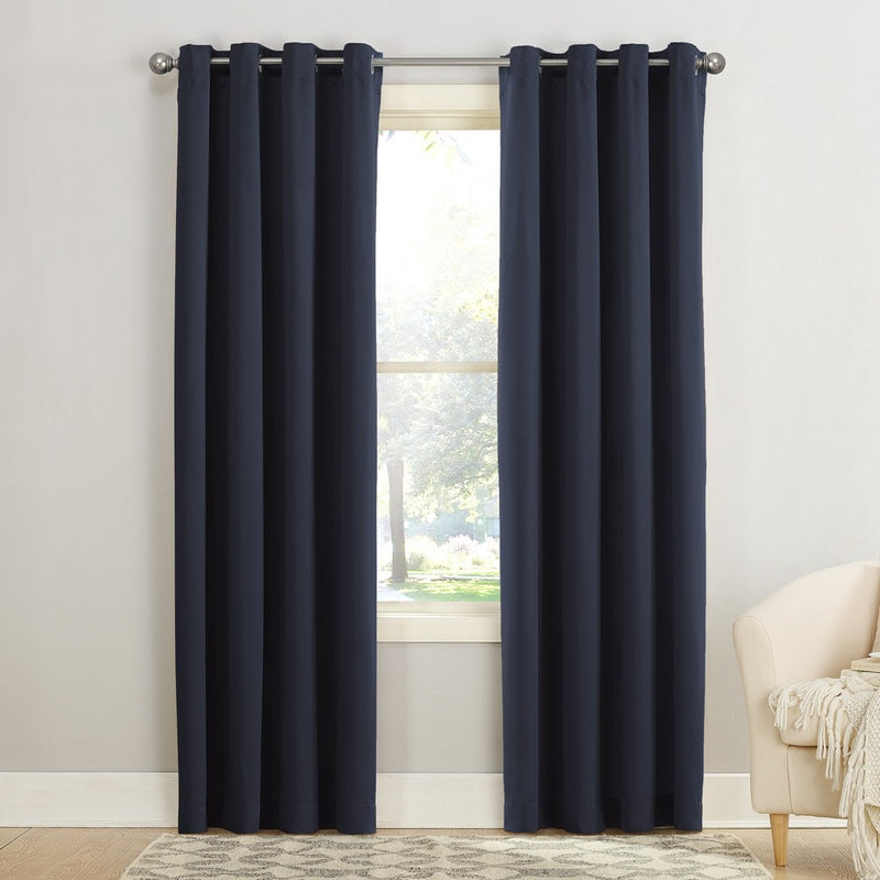 84"x54" Seymour Energy Efficient Grommet Room Darkening Curtain Panel Navy - Sun Zero
