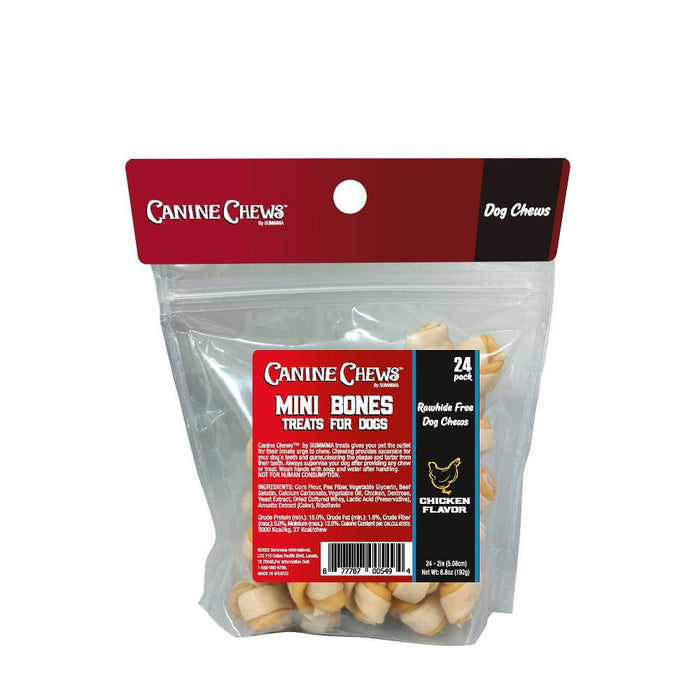 Canine Chews Dual Color Bone Rawhide Free Chicken Flavor Chewy Dog Treats - 2-3" - 24pk/6.8oz
