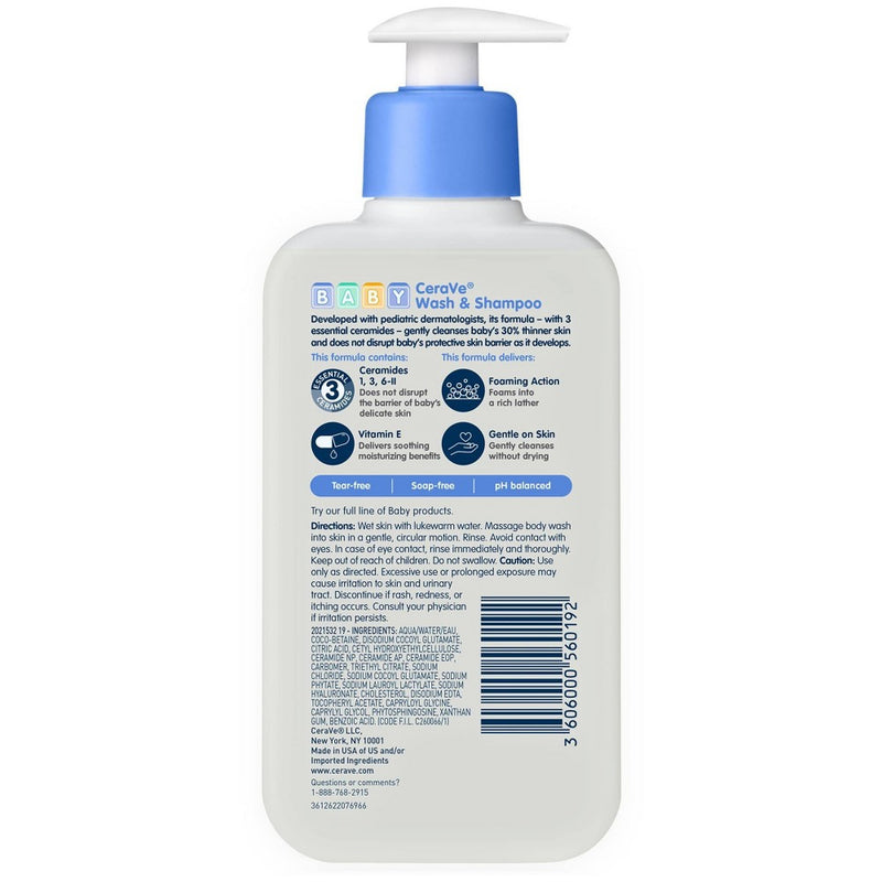CeraVe Baby Gentle Bath Wash and Shampoo Fragrance-Free - 8 fl oz