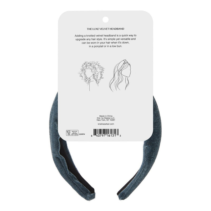 Kristin Ess The Luxe Velvet Headband - Denim