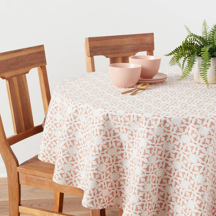 70" Cotton Stamp Round Tablecloth Pink - Threshold