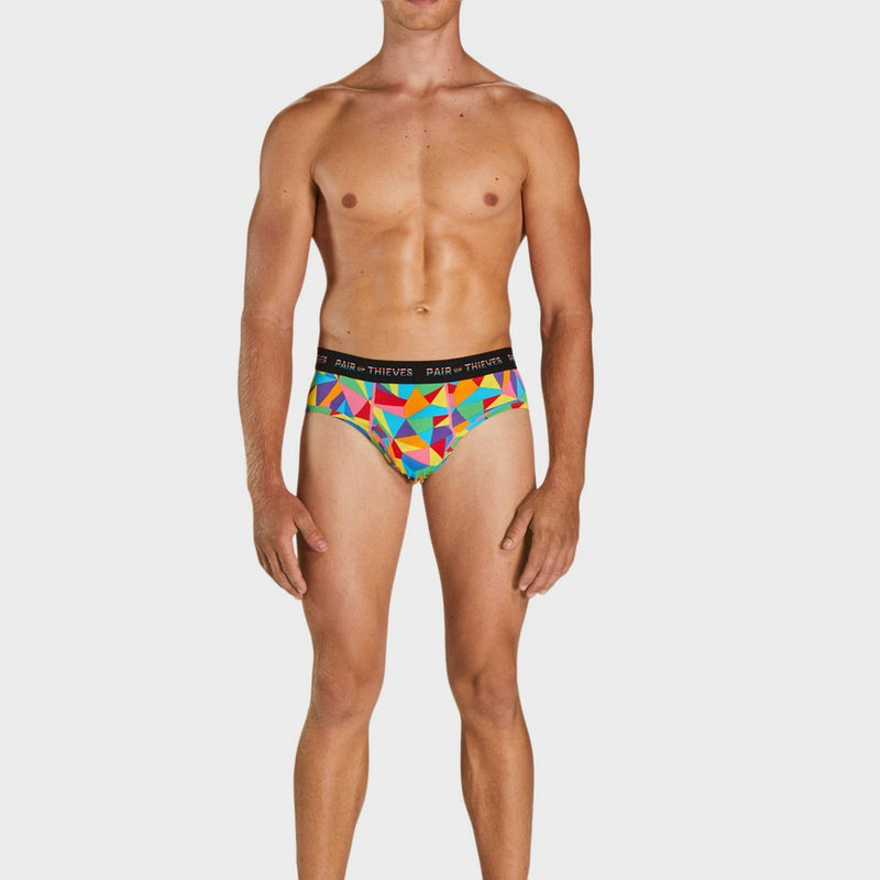 Pair of Thieves Men's Rainbow Abstract Print Super Fit Briefs - Red/Blue/Green S