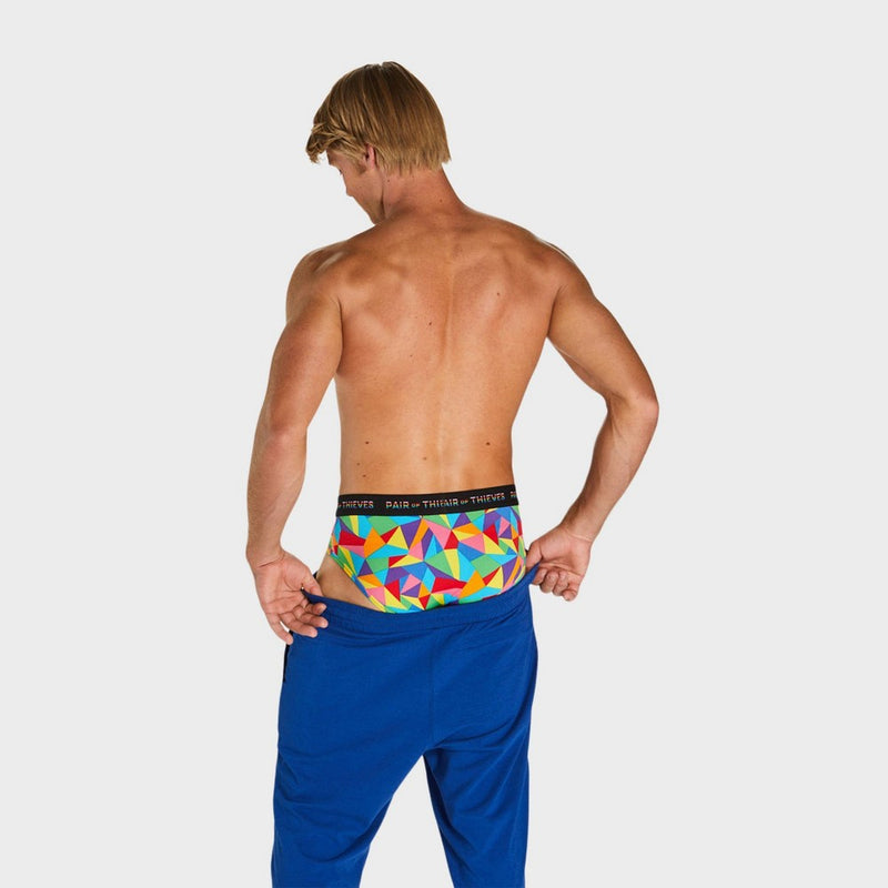 Pair of Thieves Men's Rainbow Abstract Print Super Fit Briefs - Red/Blue/Green S