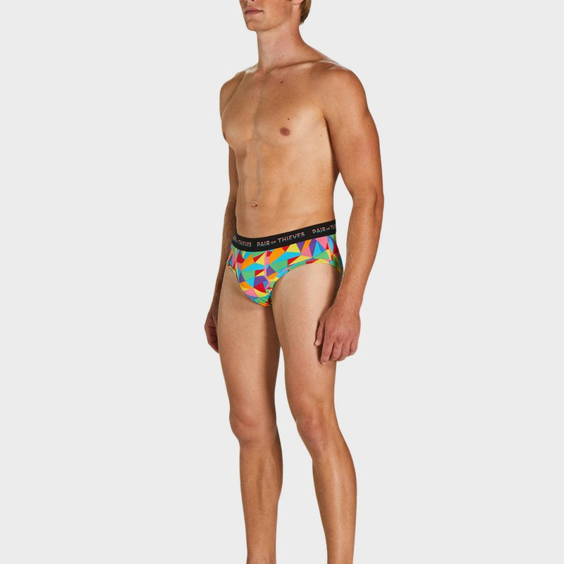 Pair of Thieves Men's Rainbow Abstract Print Super Fit Briefs - Red/Blue/Green S