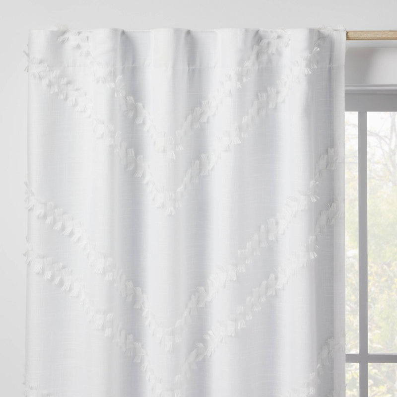 63" Blackout Chevron Clip Dotted Sheer Overlay Kids' Panel White - Pillowfort