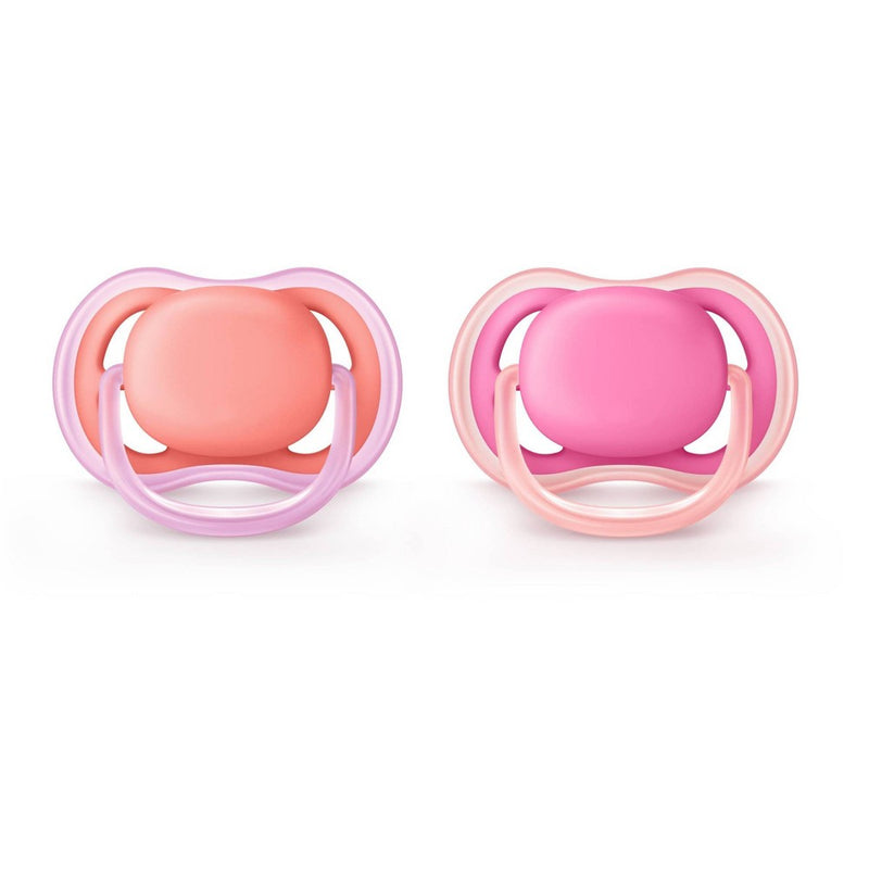 Philips Avent 2pk Ultra Air Pacifier 6-18 Months - Pink/Peach