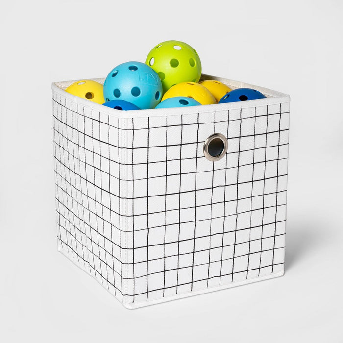 11" Fabric Cube Storage Bin White/Black - Room Essentials