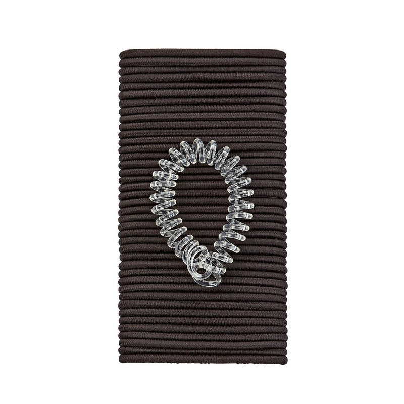 scunci No Damage Elastic Hair Ties with Bonus Ring Holder - Black - 4mm/40ct
