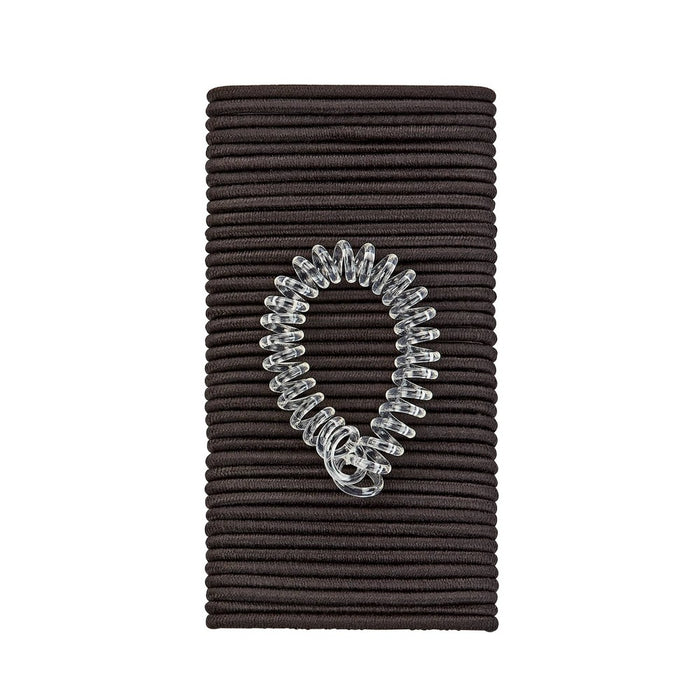 scunci No Damage Elastic Hair Ties with Bonus Ring Holder - Black - 4mm/40ct