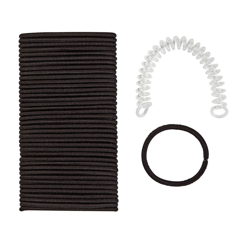 scunci No Damage Elastic Hair Ties with Bonus Ring Holder - Black - 4mm/40ct