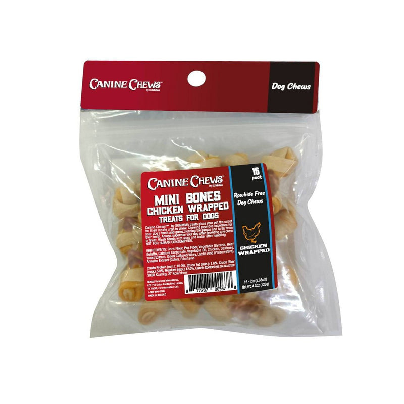 Canine Chews Dual Color Bone Rawhide Free Chicken Flavor Chewy Dog Treats - 2-3" - 16pk/4.8oz