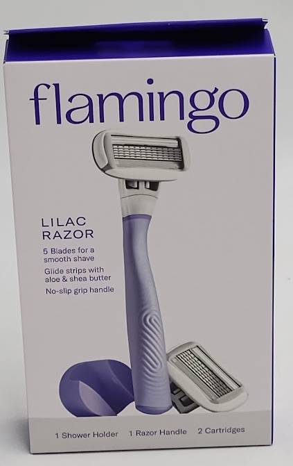 Flamingo 5-Blade Women's Razor - 1 Razor Handle + 2 Razor Blade Refills - Lilac