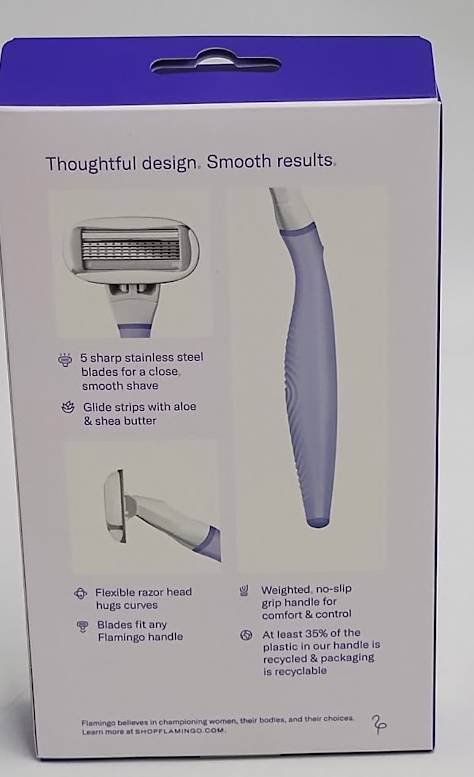 Flamingo 5-Blade Women's Razor - 1 Razor Handle + 2 Razor Blade Refills - Lilac