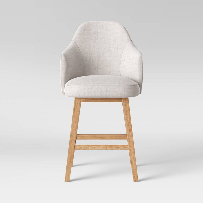 Kinston Swivel Curved Back Upholstered Counter Height Barstool Linen - Threshold (LOCAL PICKUP ONLY)