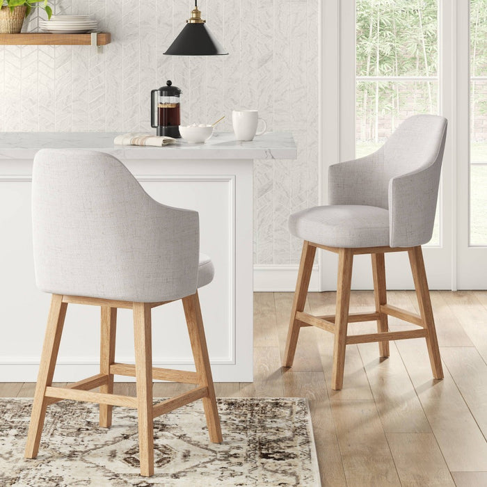 Kinston Swivel Curved Back Upholstered Counter Height Barstool Linen - Threshold (LOCAL PICKUP ONLY)