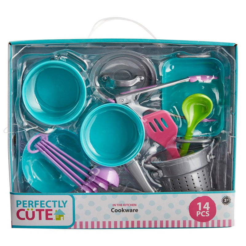 Perfectly Cute In the Kitchen Cookware Play Kitchen Accessory 14 Pc Set
