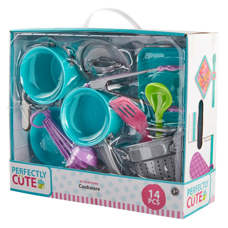 Perfectly Cute In the Kitchen Cookware Play Kitchen Accessory 14 Pc Set
