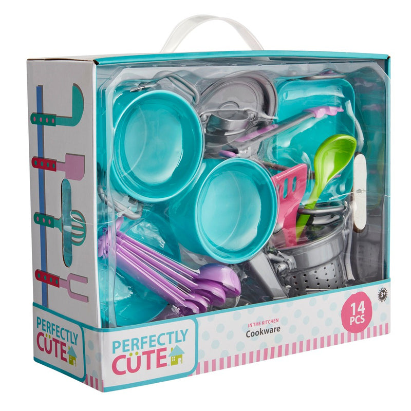 Perfectly Cute In the Kitchen Cookware Play Kitchen Accessory 14 Pc Set