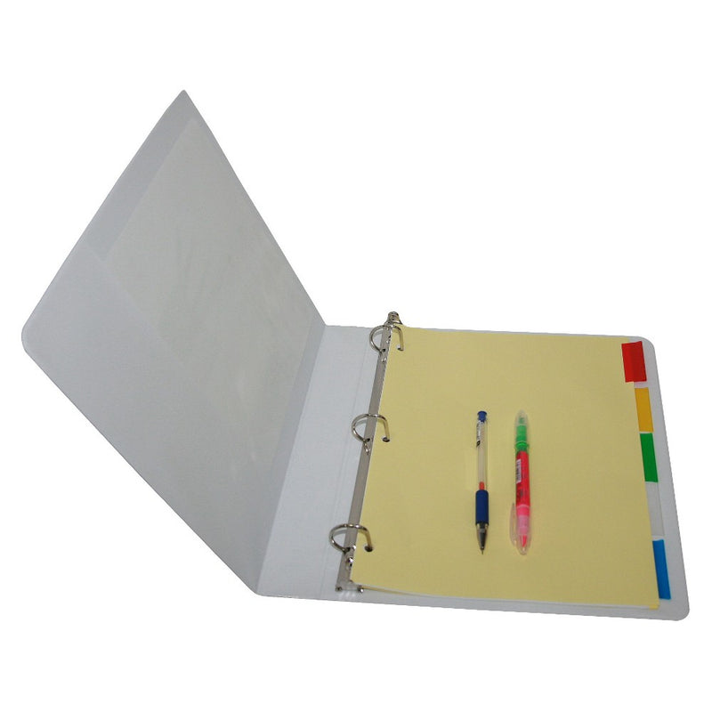 1" Sturdy D-Ring Binder with Clear View Cover White - Up&Up