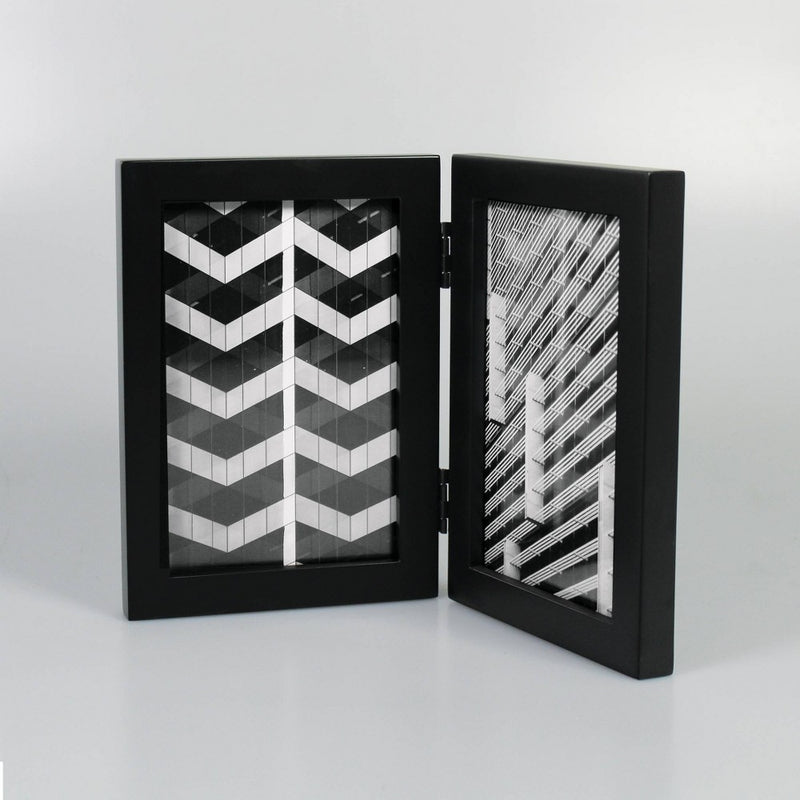 Thin Hinged Frame Holds 2 (4" x 6") Photos Frame Black - Room Essentials