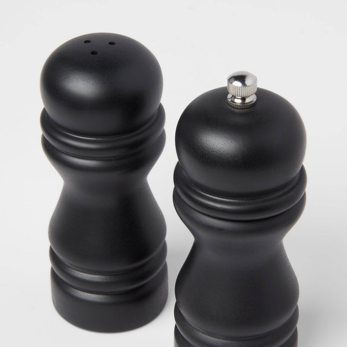 2pc Acacia Turned Salt and Pepper Grinder Set Black - Threshold
