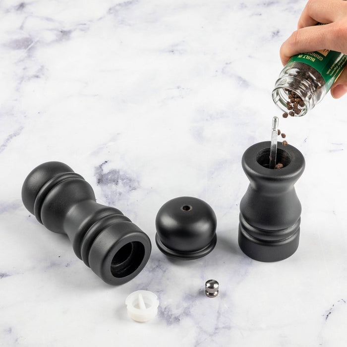 2pc Acacia Turned Salt and Pepper Grinder Set Black - Threshold