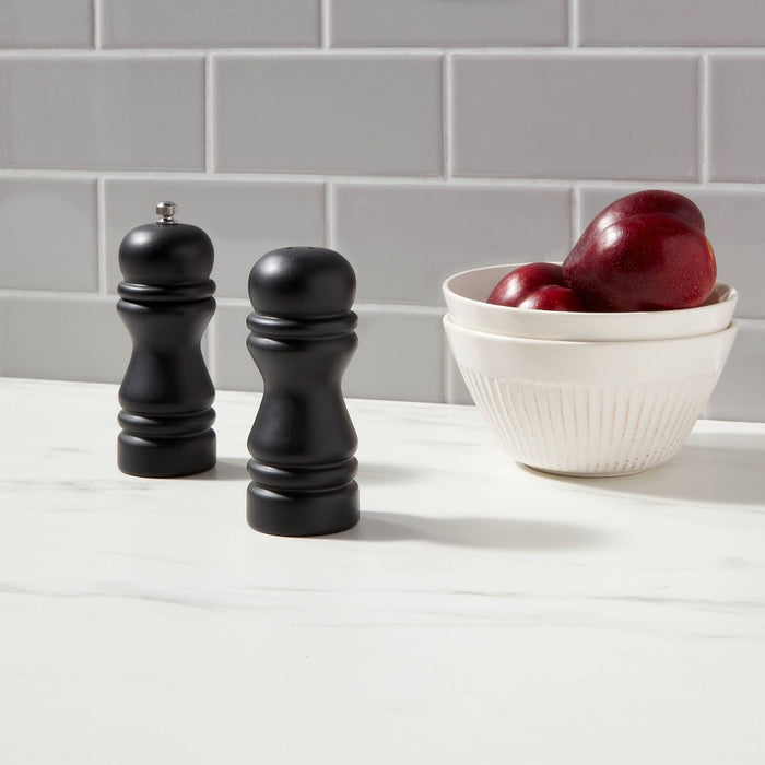 2pc Acacia Turned Salt and Pepper Grinder Set Black - Threshold