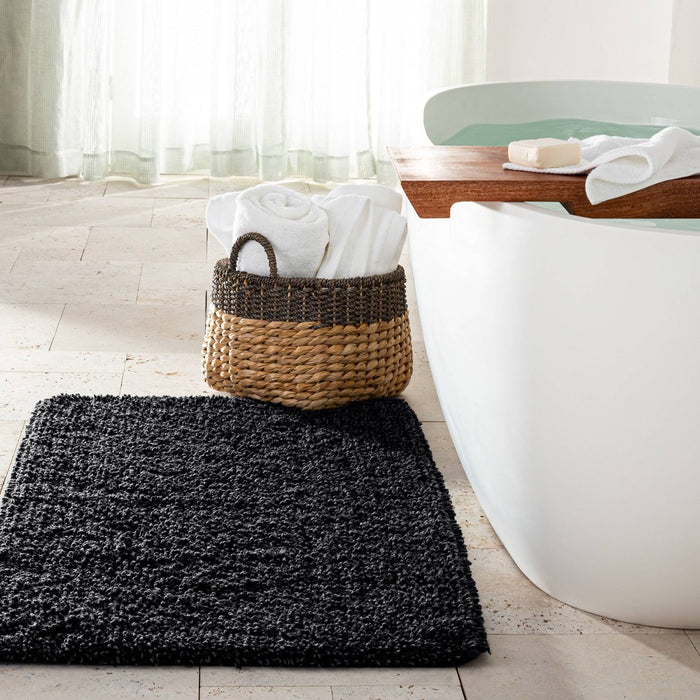 24"x40" Melange Looped Bath Rug Black - Casaluna