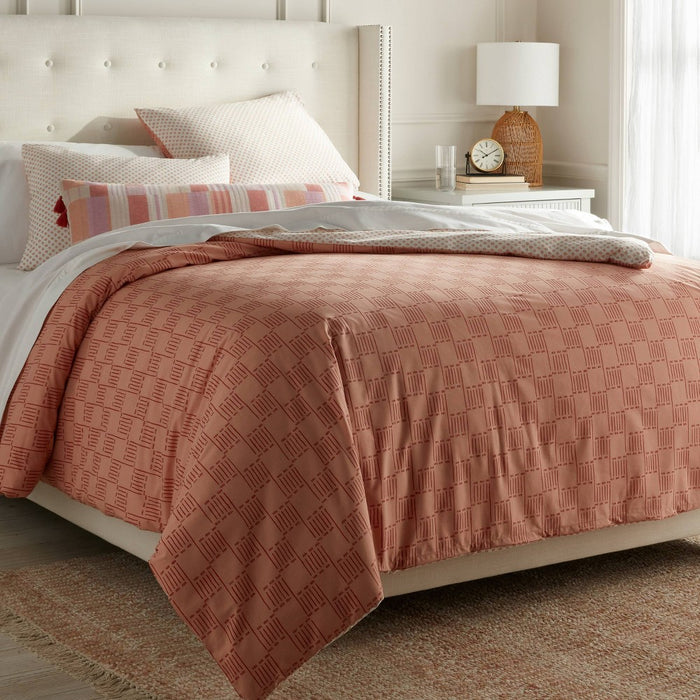 2pc Twin/Twin Extra Long Boho Reversible Printed Duvet Cover & Sham Set Bronze - Threshold