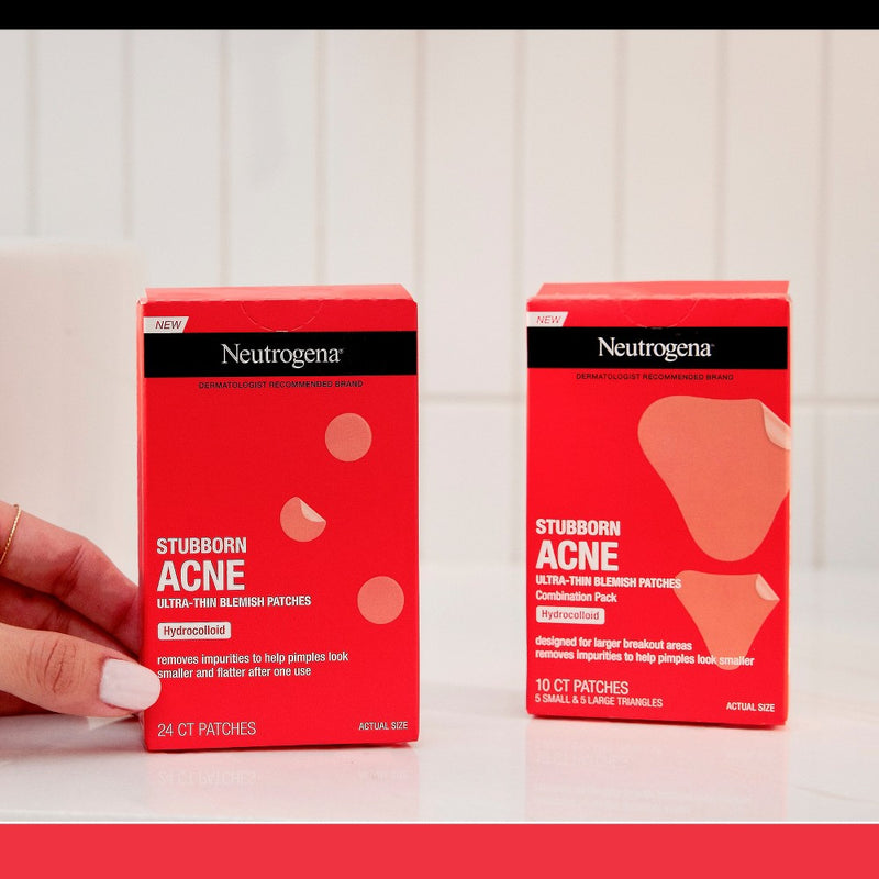 Neutrogena Stubborn Acne Pimple Patches, Ultra-Thin Hydrocolloid Spot Stickers - 24 Patches