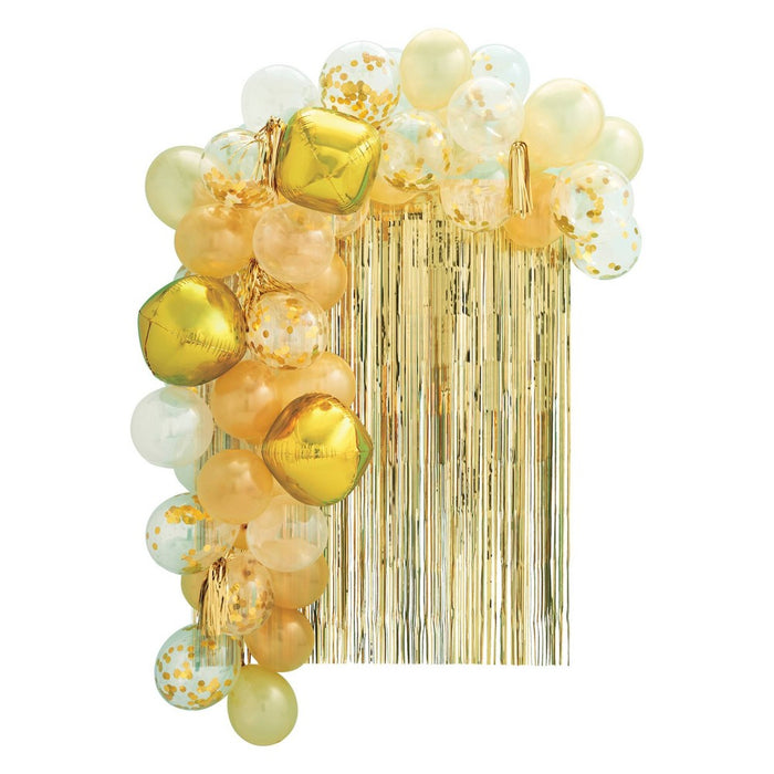52ct Large Balloons Arch with Backdrop Gold/Black - Spritz