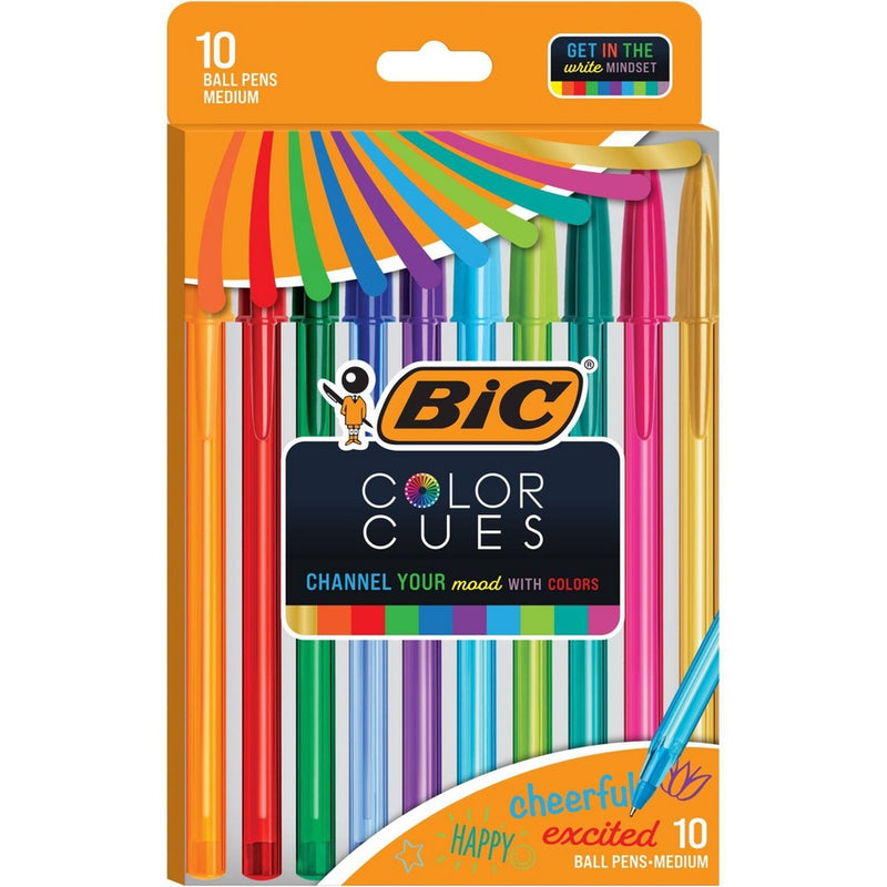 BiC 10ct Ball Pen Color Cues Non-Retractable