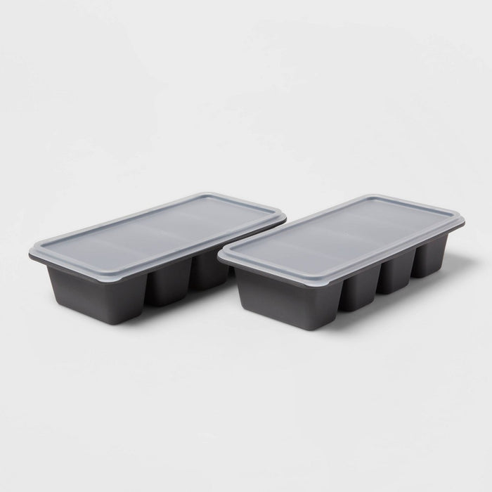 2 Cup Freeze Cube Molds with Lid (Set of 2) Makes four 1/2-cup portions - Made By Design