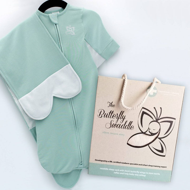 Butterfly 2-in-1 Swaddle and Transitional Sleep Sack - Green