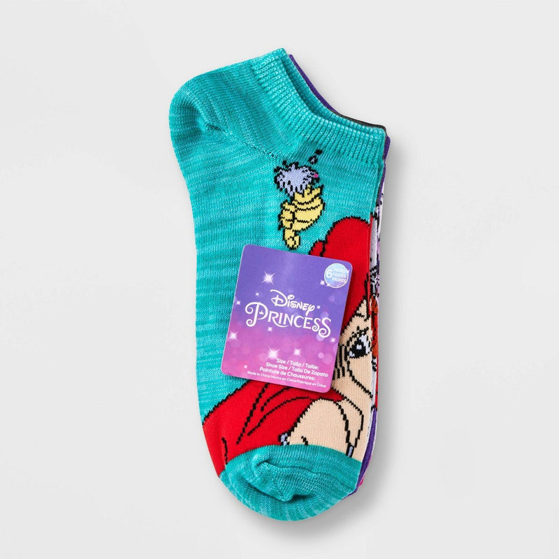 Girls' Disney The Little Mermaid 6pk No Show Socks - M/L