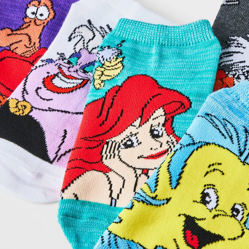 Girls' Disney The Little Mermaid 6pk No Show Socks - M/L